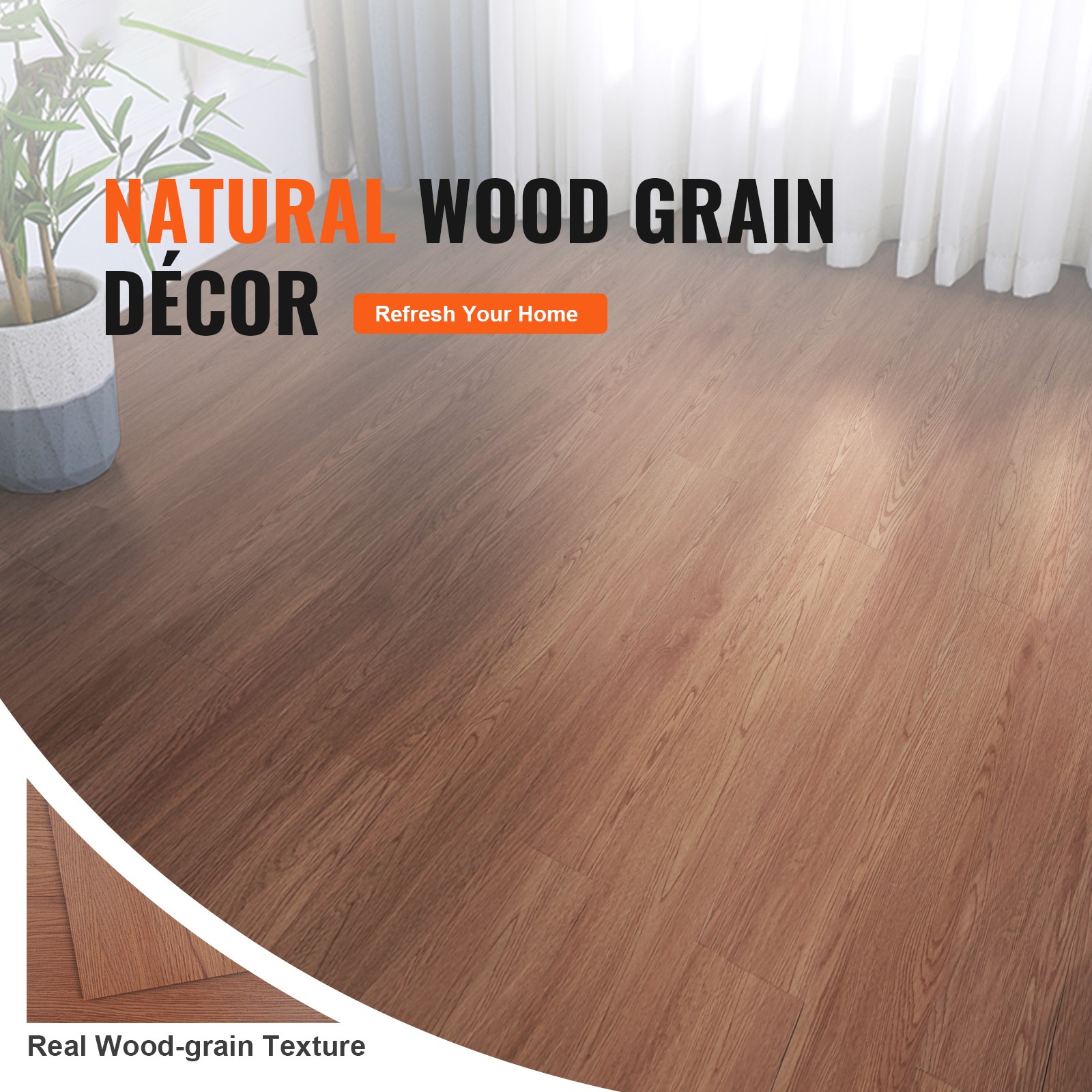 Uimoso Self Adhesive Vinyl Floor Tiles 36 PCS 2.5mm Thick Deep Brown Wood Grain