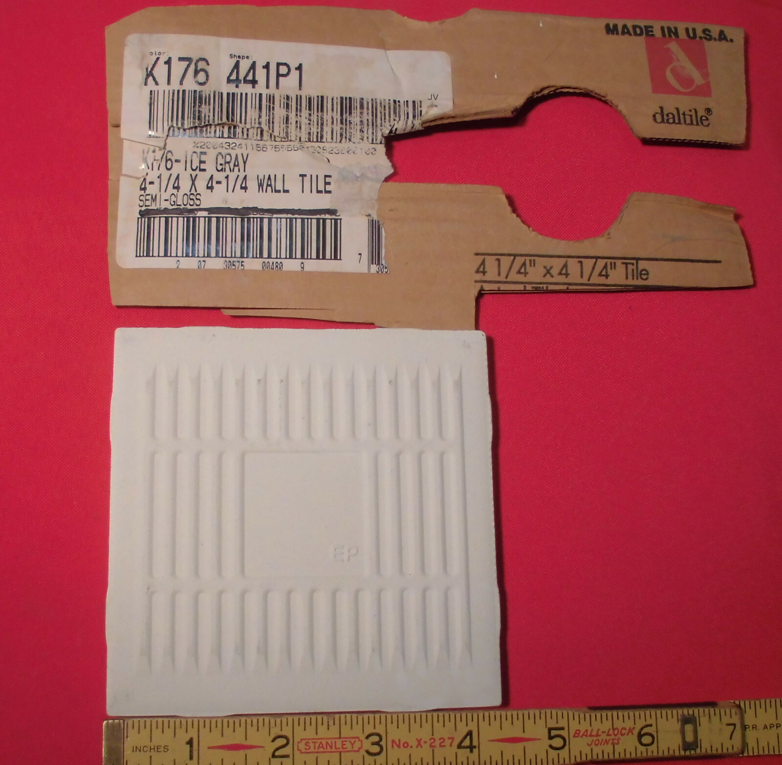 1 pc. Ice Gray: Glossy Ceramic Tile by Daltile; 4-1/4″ Discontinued Color #K176
