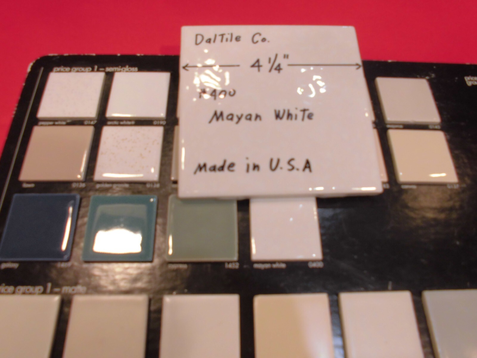 1 pc. Mayan White: Glossy Ceramic Tile by Daltile 4-1/4″ Tiny, Bumpy, Dimple