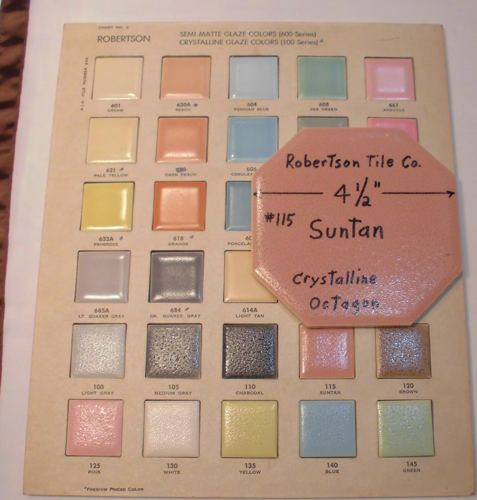 1 pc. Suntan – Pinkest: Octagon Ceramic Tile 4-1/2″ Robertson, Crystalline, Used