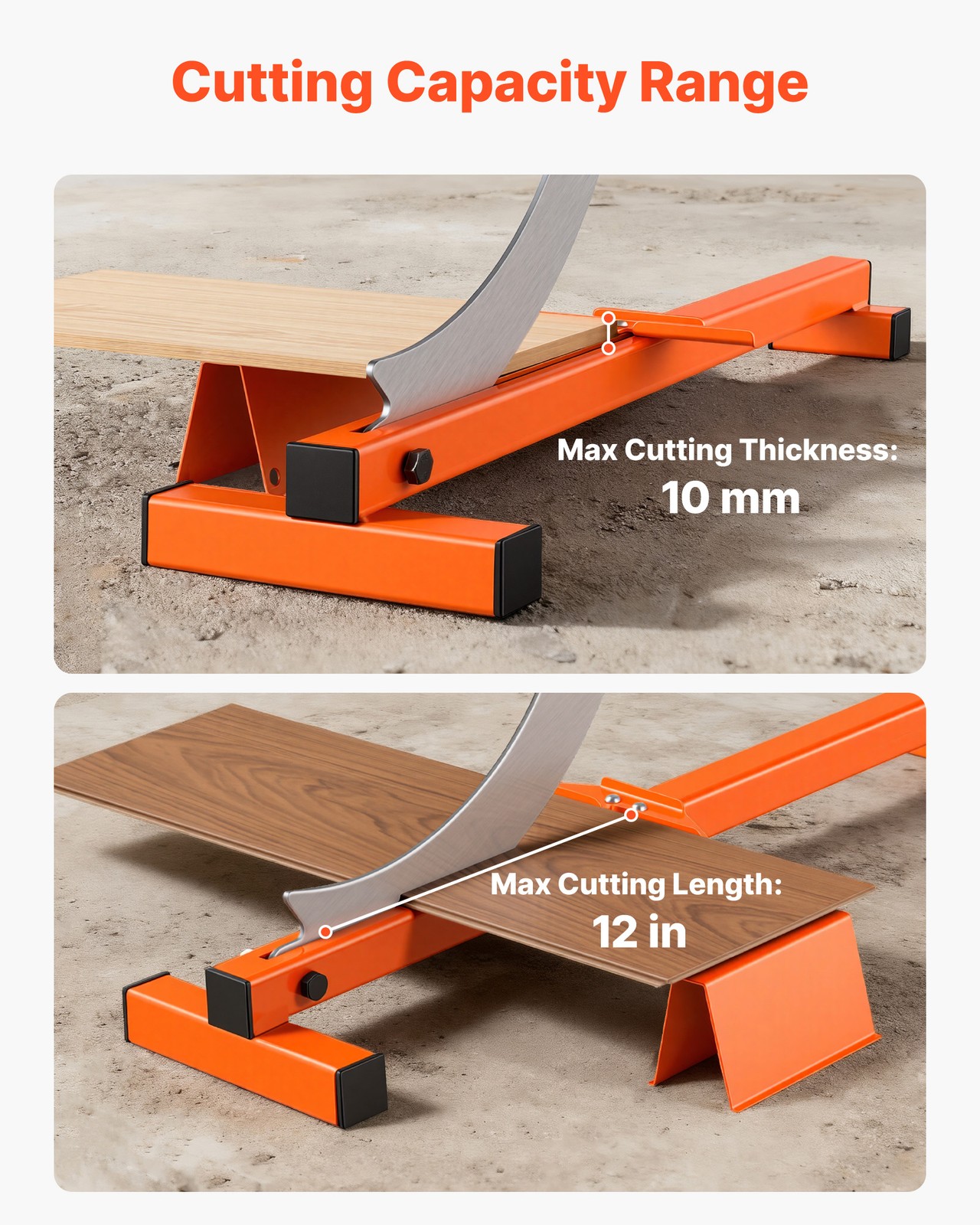 VEVOR 12″ Vinyl Floor Cutter 10mm Laminate Tool w/ Angle Guide D2 Blade