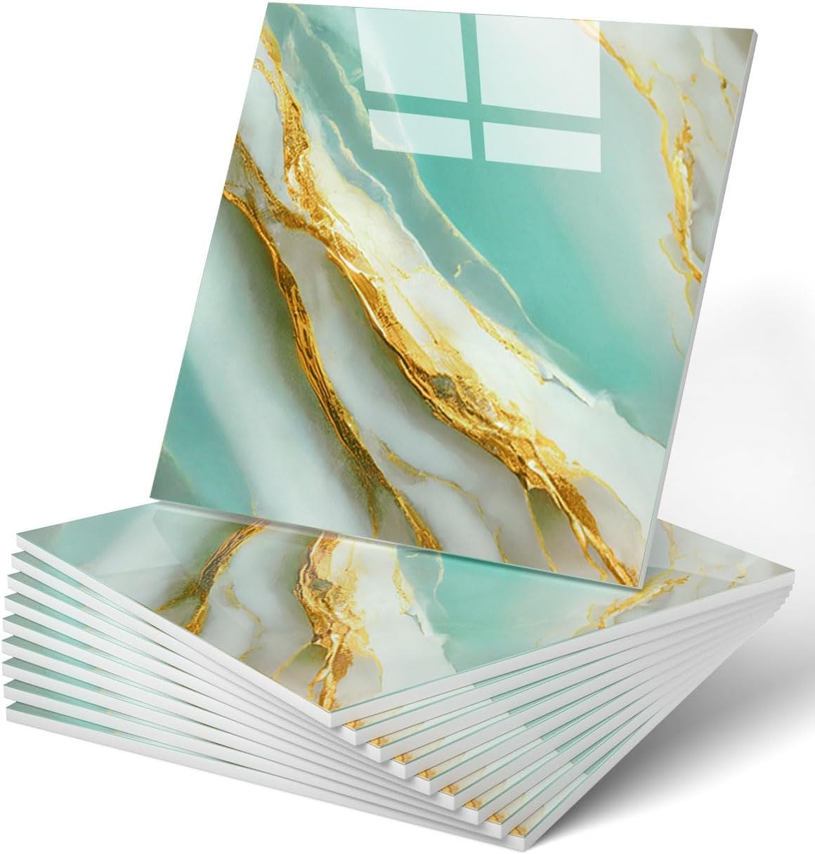 20Pcs Waterproof Peel and Stick Marble Wall Tiles, 11.8″X11.8″ Self-Adhesive PVC
