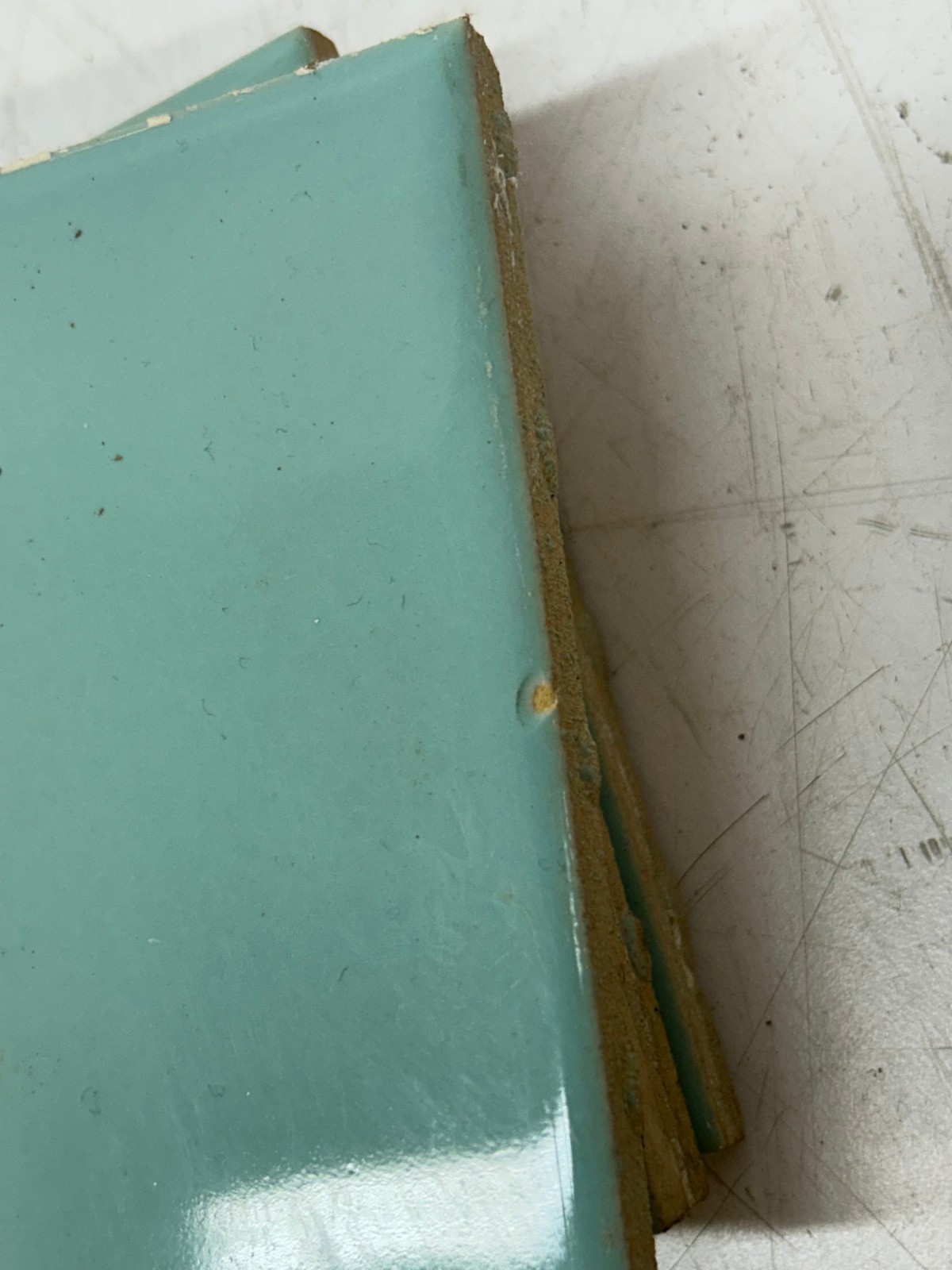 60 Vtg USQTCO Romany Ceramic Tile Blue Green MCM 4.25″ Tiles Kitchen Bath Used B