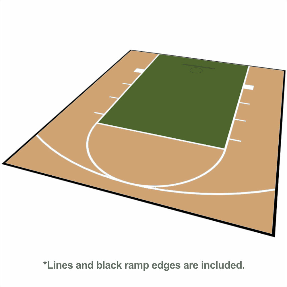 20ft x 24ft Outdoor Basketball Court Kit-Lines and Edges Included Green/Beige