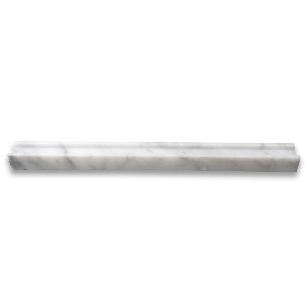 C15H Carrara White Marble Groove Square Edge Liner Pencil Trim Tile Honed