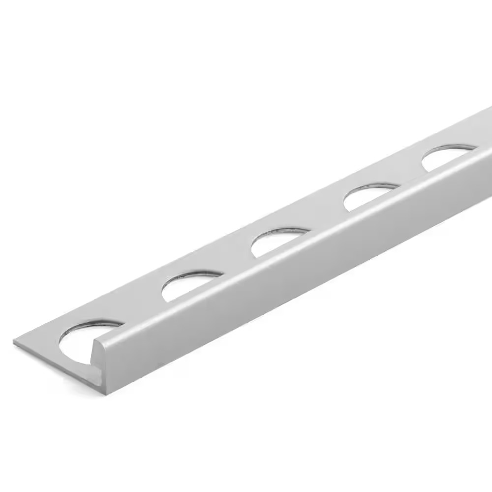 Satin Silver 3/8 In. X 98 1/2 In. Aluminum L-Shaped Tile Edging Trim