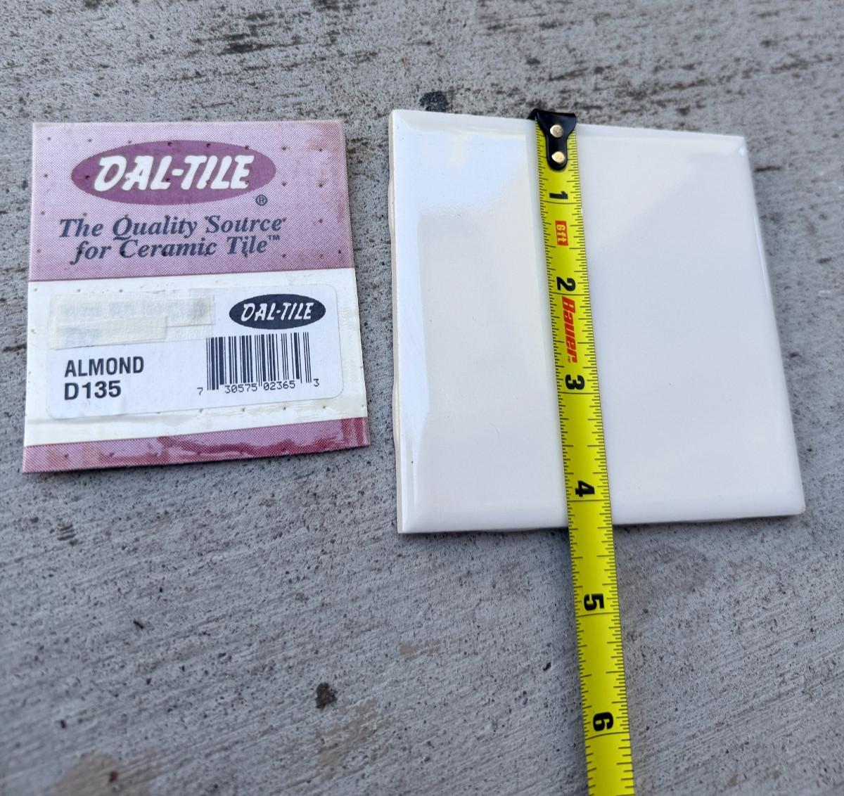 Lot of 2 – Daltile 4-1/4″ Almond Square Tile D135