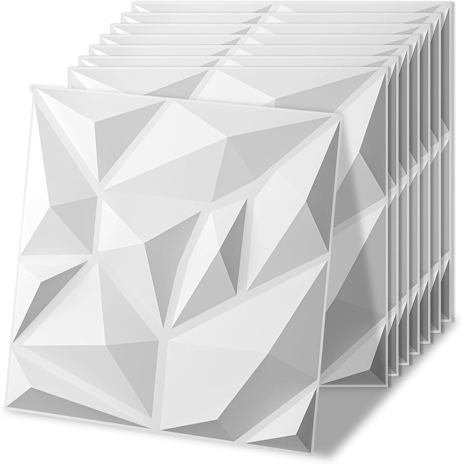 Art3d 3D Wall Panel 11.8×11.8 White Decorative Paintable Tiles 1.8m2- Box of 19