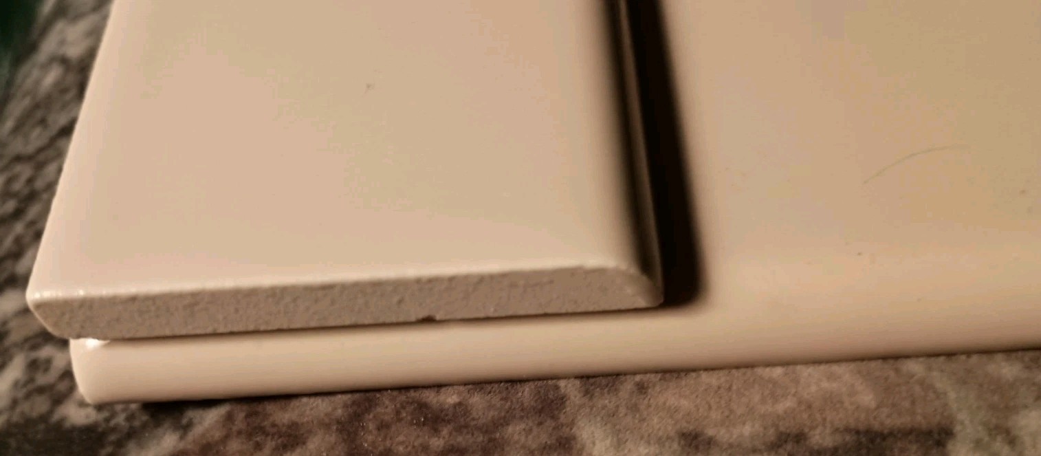 VTG Tan/Taupe Gloss Ceramic Bullnose Flat Trim Tile 2″X6” 1+ At Discount Price