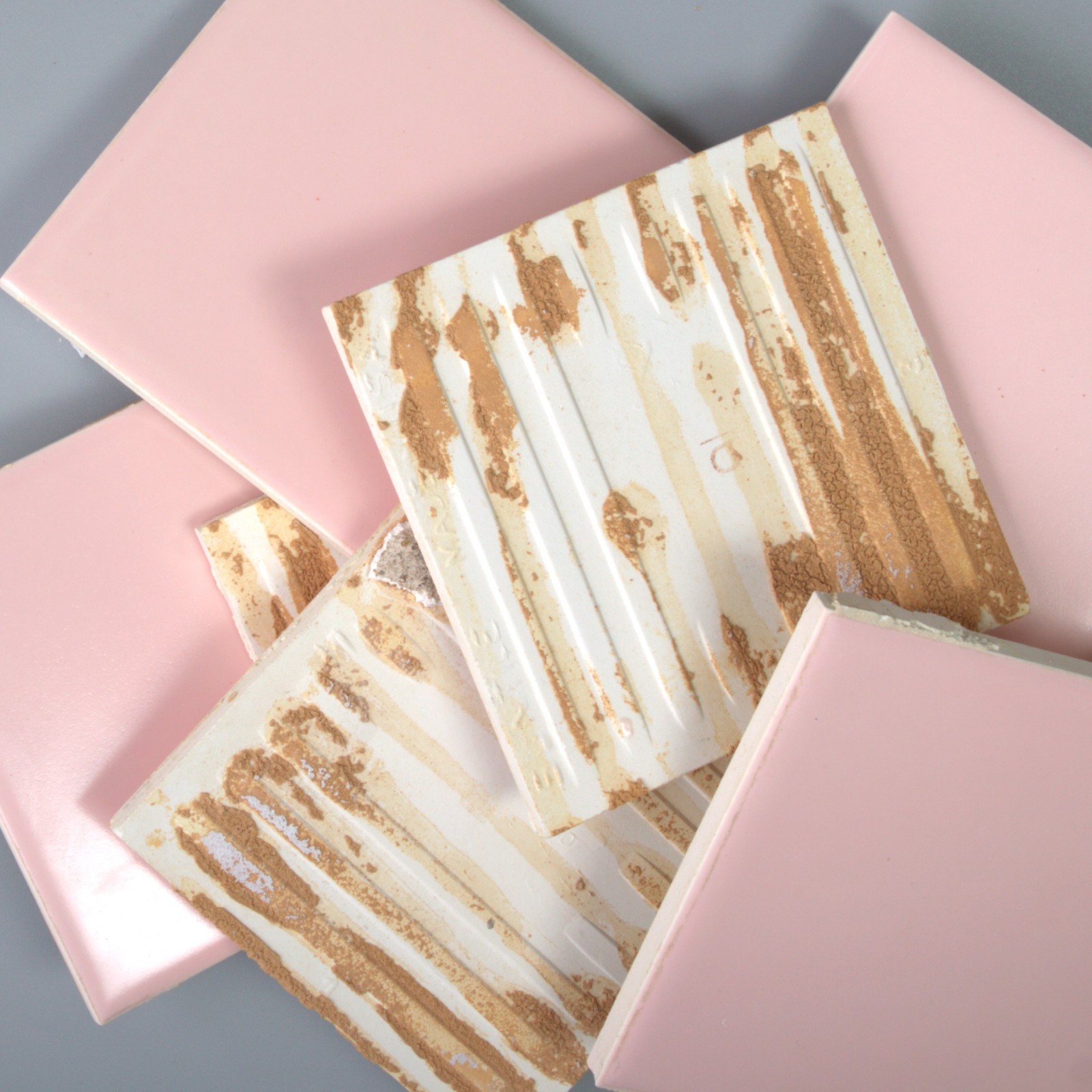 LOT 40 Vintage 1950s Pink SunTile Bathroom Wall Tiles 4-1/4″ Mamie Pink Salvage