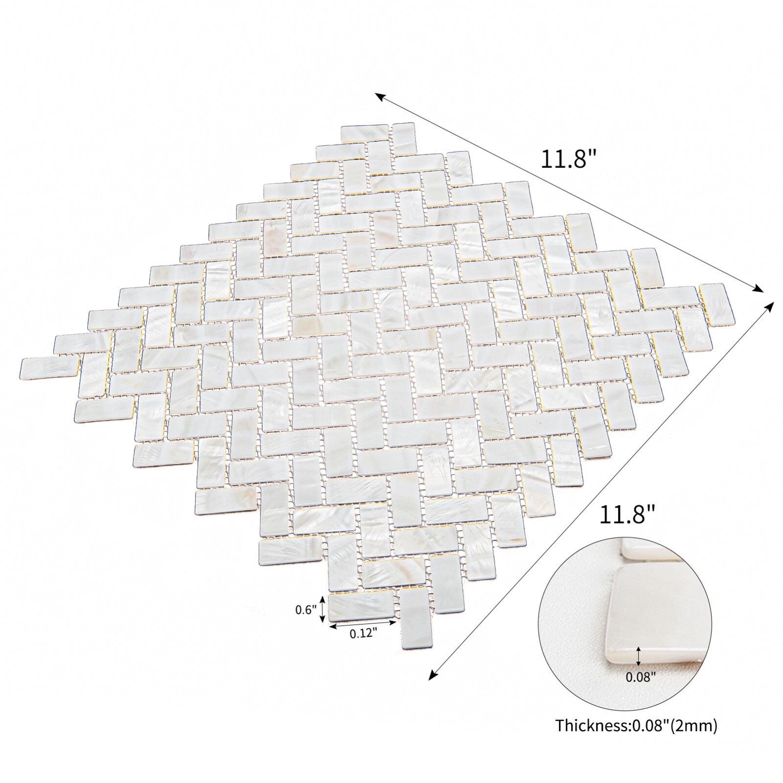 Art3d 10 Pieces Mother of Pearl Tiles for Kitchen Backsplash Bathroom, 10 Sq ft
