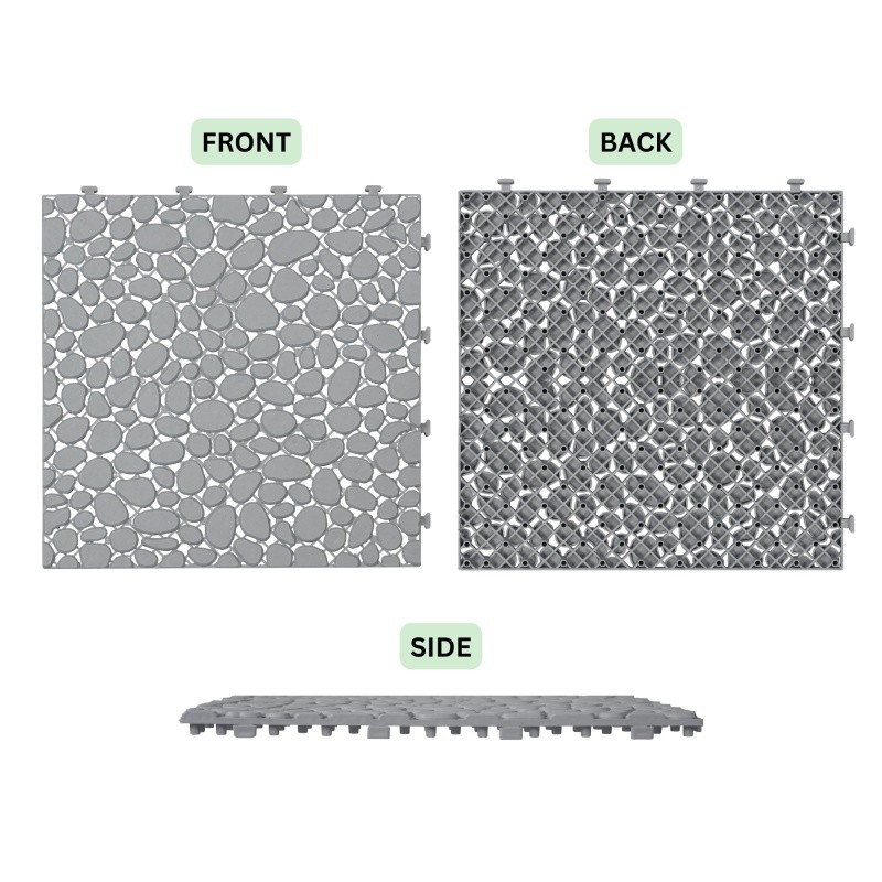 60x Interlocking Deck Tiles, 12 inch Gray Waterproof Anti-slip Bathroom Porch