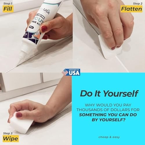 White Acrylic Sanded Grout Repair Kit – Premixed Grout Filler for Indoors
