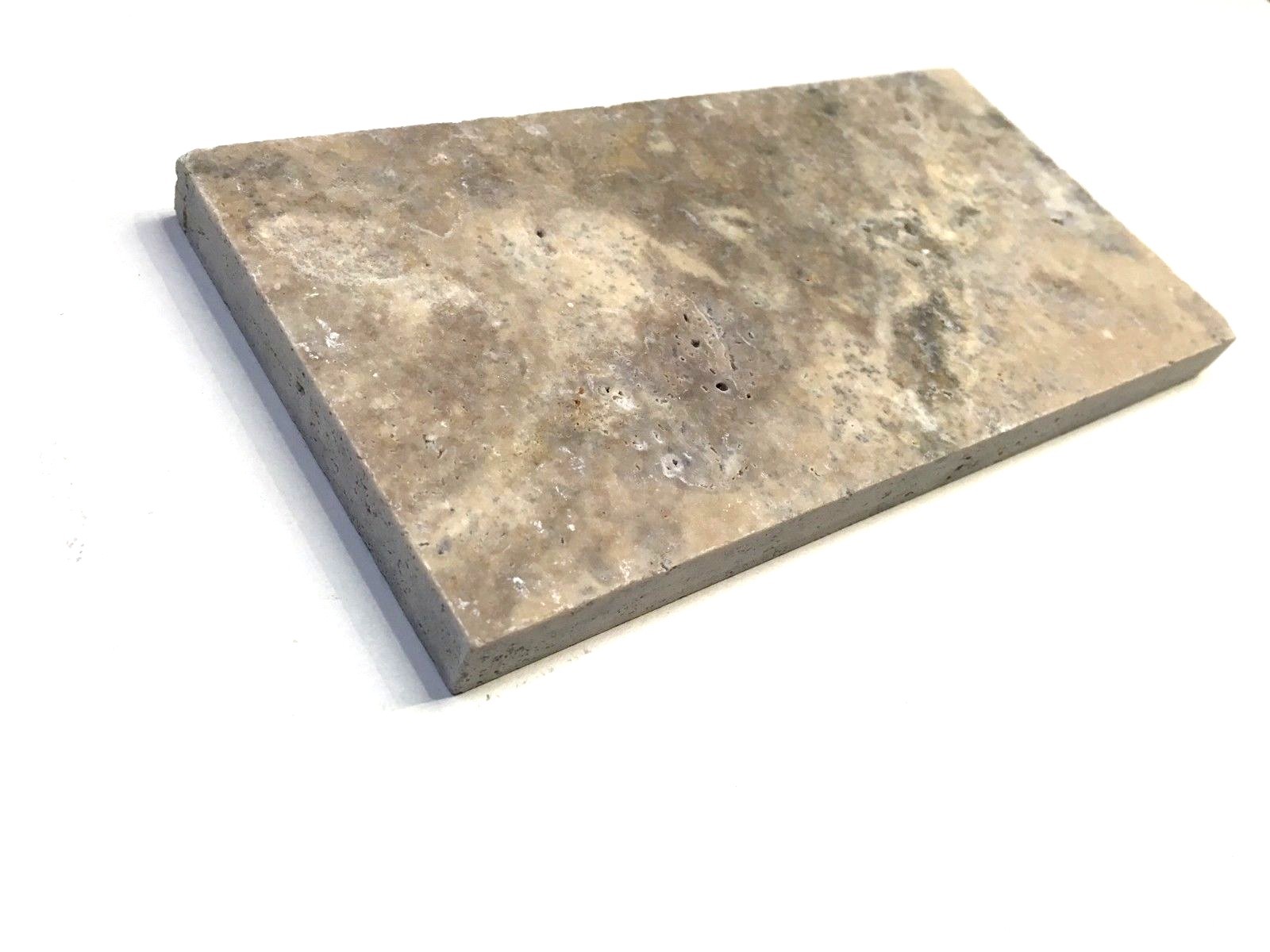 Silver 3×6 Brushed Unfilled Subway Travertine Floor Wall Tile (Sold by PIECE)