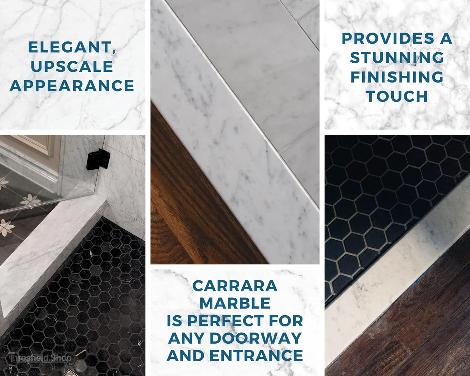 Italian Carrara Honed Marble Double Bevel Threshold 4″x30″ – Elegant Finish