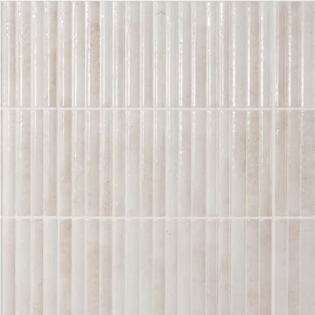 Mawr White 5.9 in. x 11.81 in. Polished Fluted Ceramic Wall Tile Ivy Hill Sheet