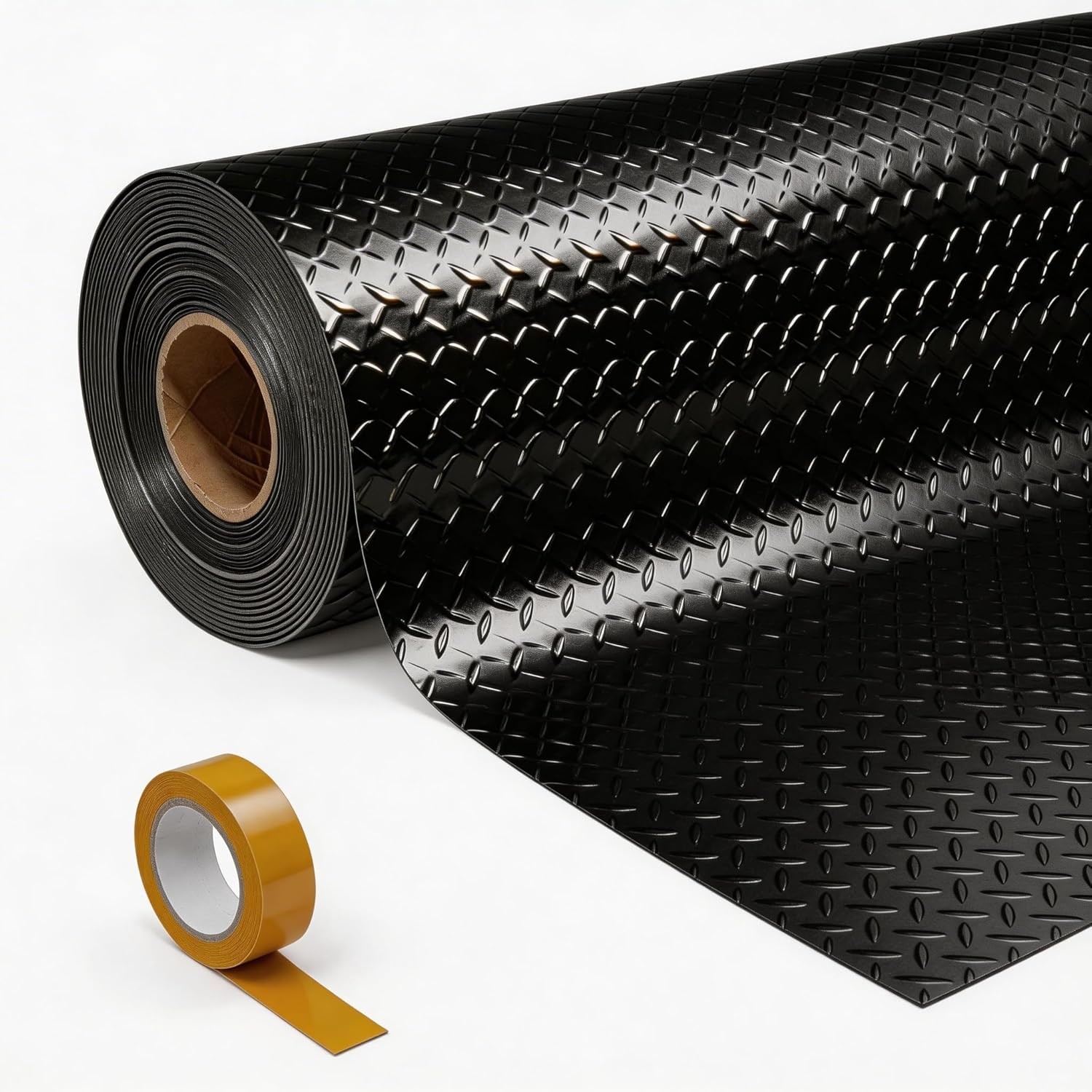 8/10/17/20 FT Waterproof Diamond Plate Garage Floor Mat 2mm PVC Roll, Non Slip