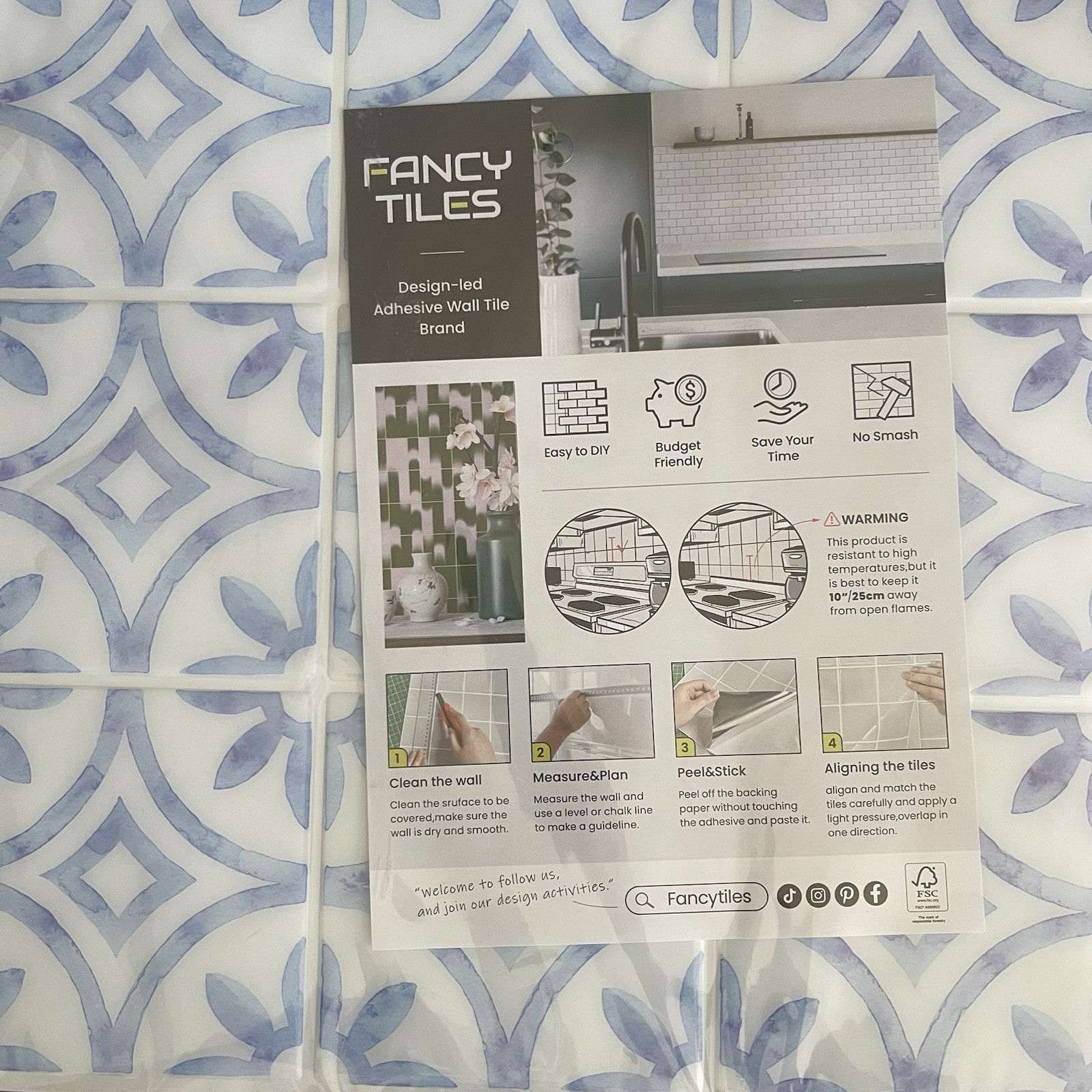 New Blue&White (5) 11.8×11.8 Peel and Stick Backsplash, Self Adhesive Wall Tiles