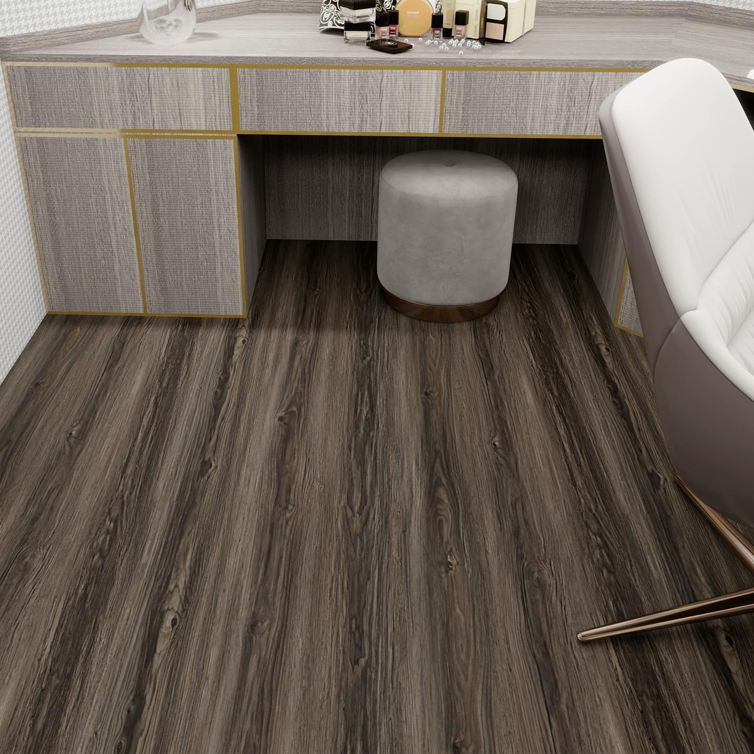 Versatile Wood Grain Peel & Stick Flooring – Durable 11.8” x 9.83 Feet Roll
