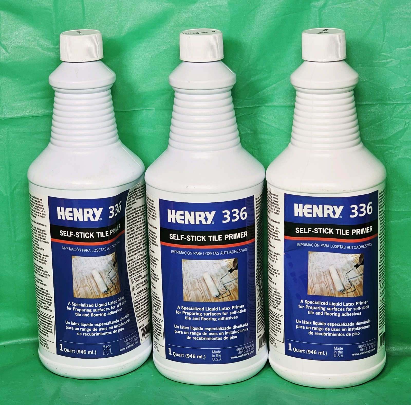 ***(Lot Of 3) Henry 336 Self-Stick Liquid Latex Tile Primer (1 Quart)***
