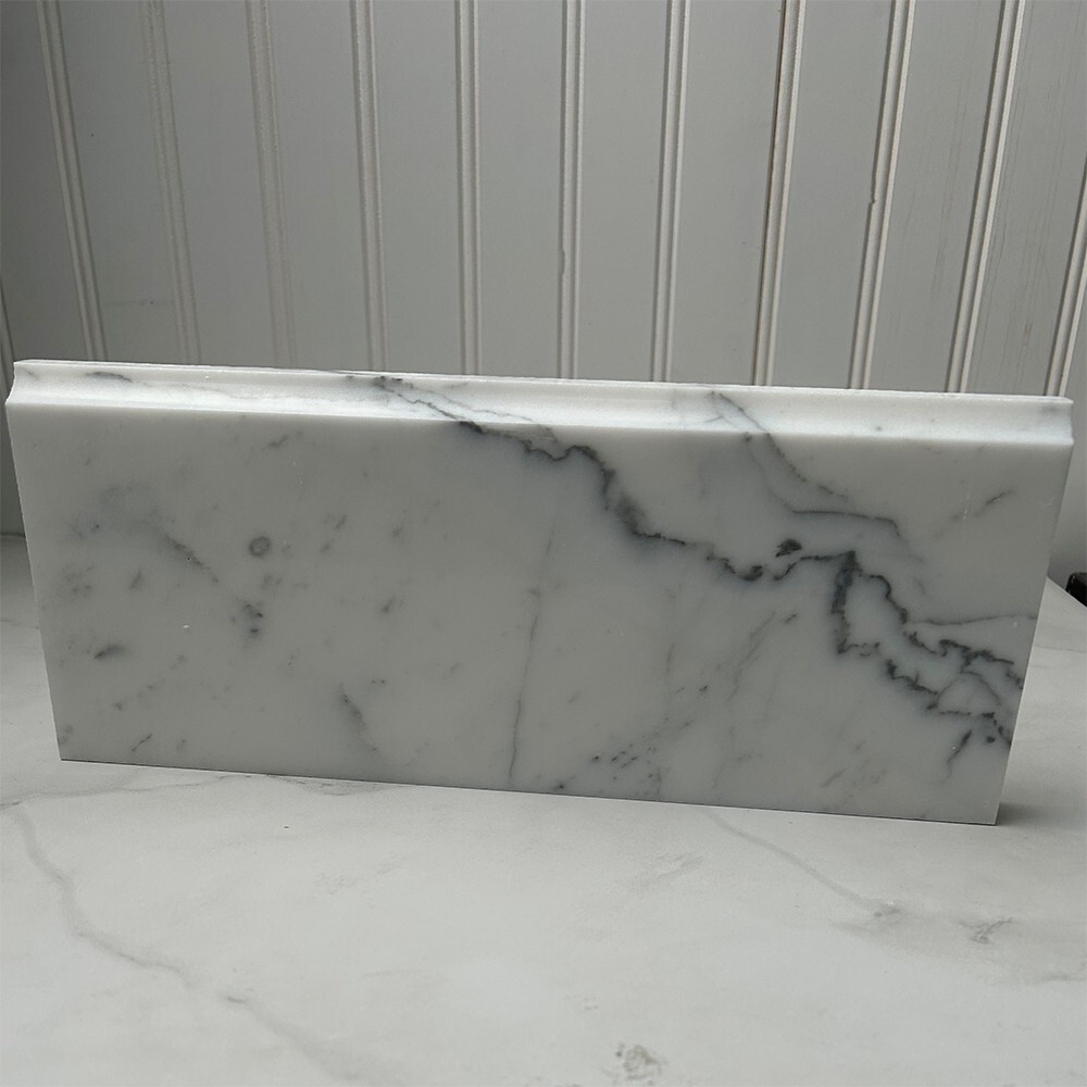 L12P Statuary White Marble 5×12 Baseboard Trim Molding Polished