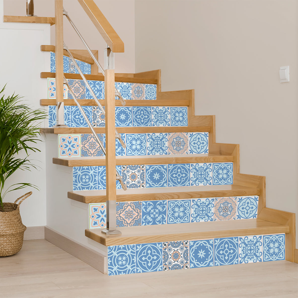6″ X 6″ Ocean Blue Mosaic Peel And Stick Removable Tiles