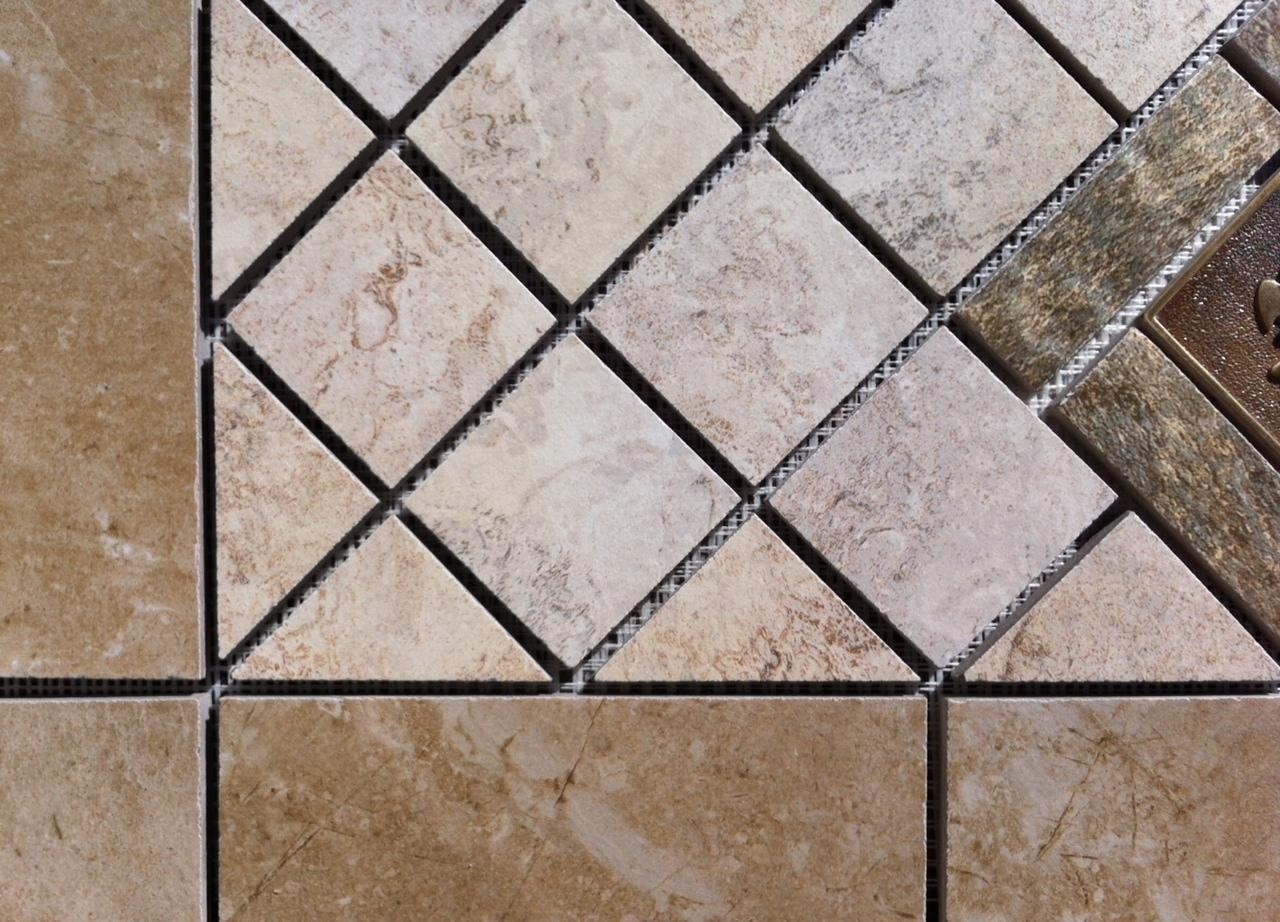 21 3/8″ x 9 7/8″ Tile Medallion – Daltile Affinity tile series, metal accent