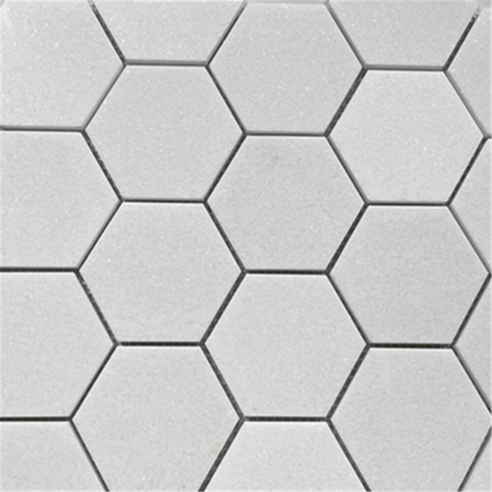 T33XP Thassos White Marble Hexagon Mosaic Tile 3 inch Polished