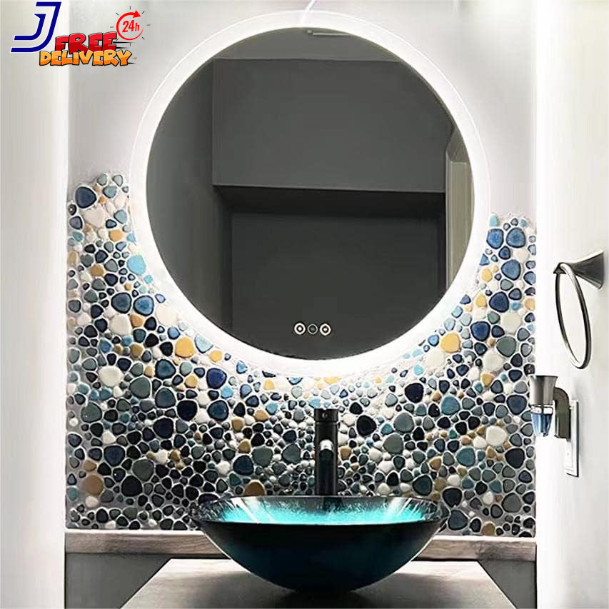 Pebble Tile for Shower Floor Aqua Cobalt Blue Mosaic Backsplash Tiles (5 Sheets)