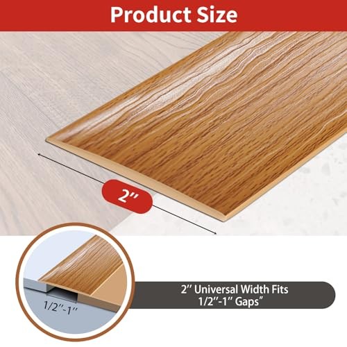 Vinyl Floor Transition Strip Self Adhesive 2 2 in，20 FT Light brown wood grain