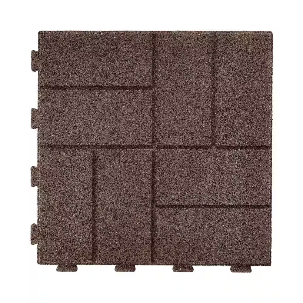 16 In. X 16 In. X 5/8 In. Brown Smartloc Rubber Paver (9-Pack)