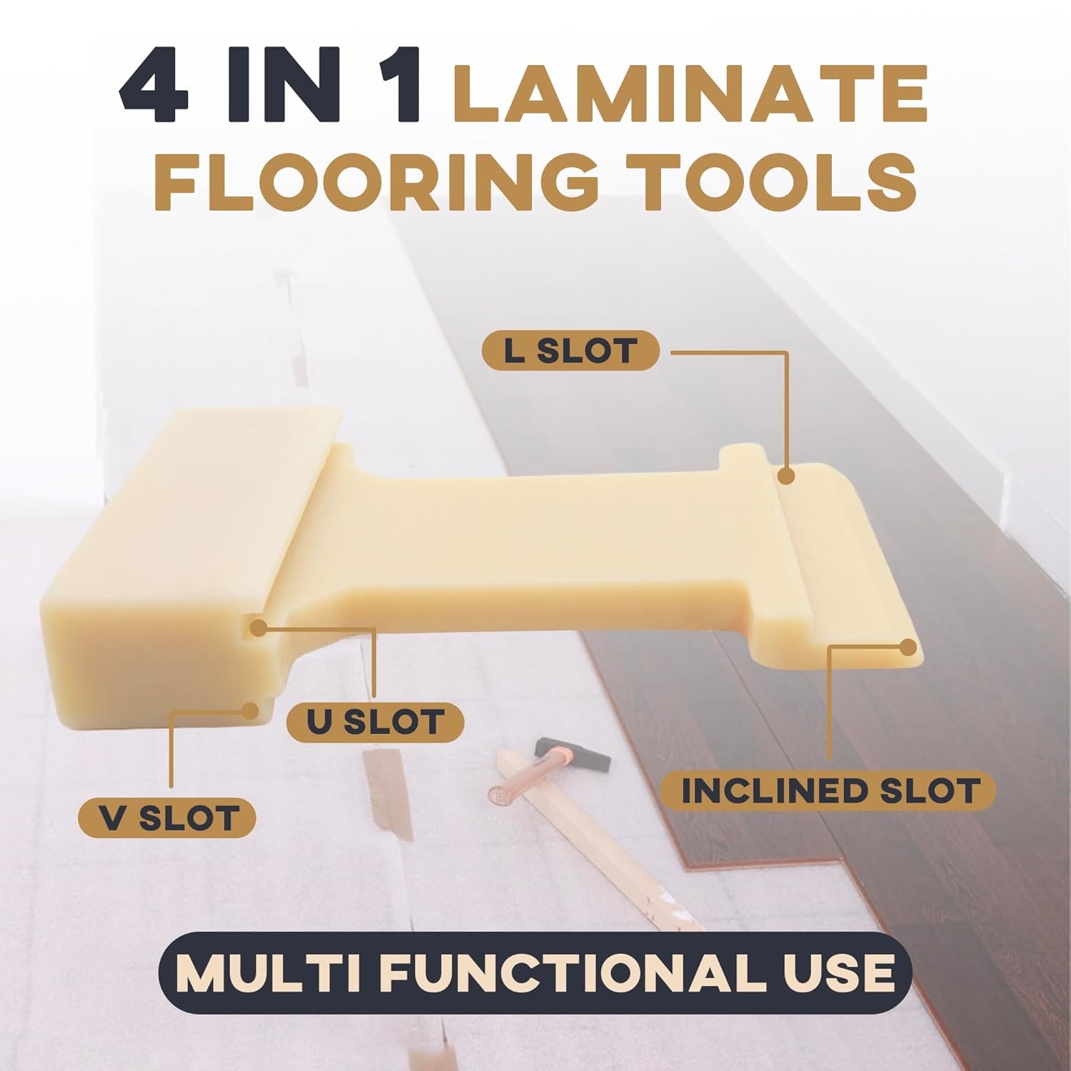 4-in-1 Laminate Flooring Tools – Nylon Tapping Block Kit for Laminate Plank and