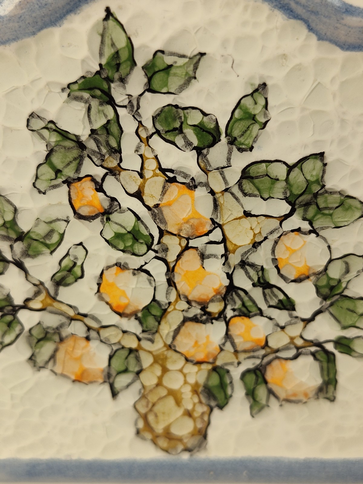 Handmade Decorative Terra Cotta Art Tile Glazed Fruit Tree 4″
