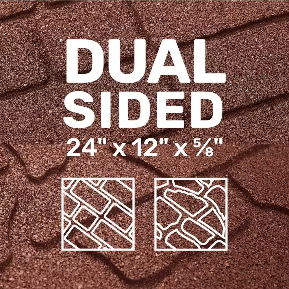 24 In. X 12 In. X 5/8 In. Red Interlocking Dual-Sided Rubber Paver (9-Pack)