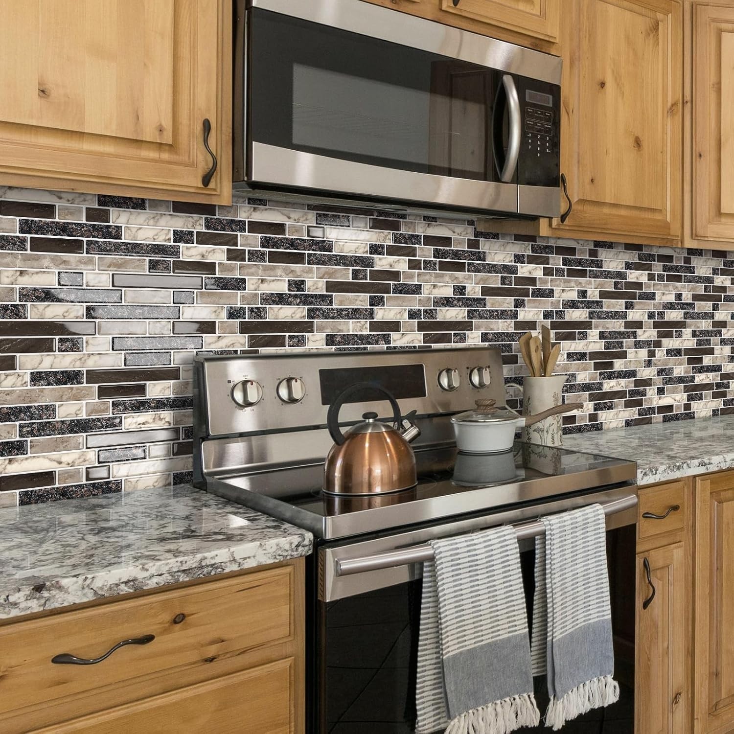 Thick Peel and Stick Backsplash Tile 12″X12″ 3D Self Adhesive Marble Tiles for K