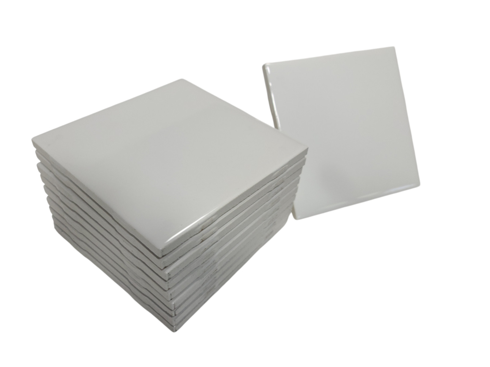 Vintage White Ceramic Tile 4.25 in Daltile Color 0100 Mid Century Modern Retro
