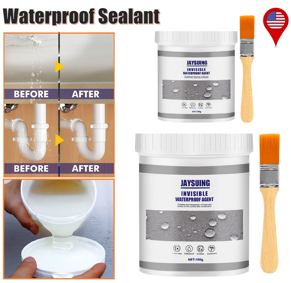 2× Home Roof Bath Invisible Waterproof Coating Insulating Sealant Anti-Leak Agen