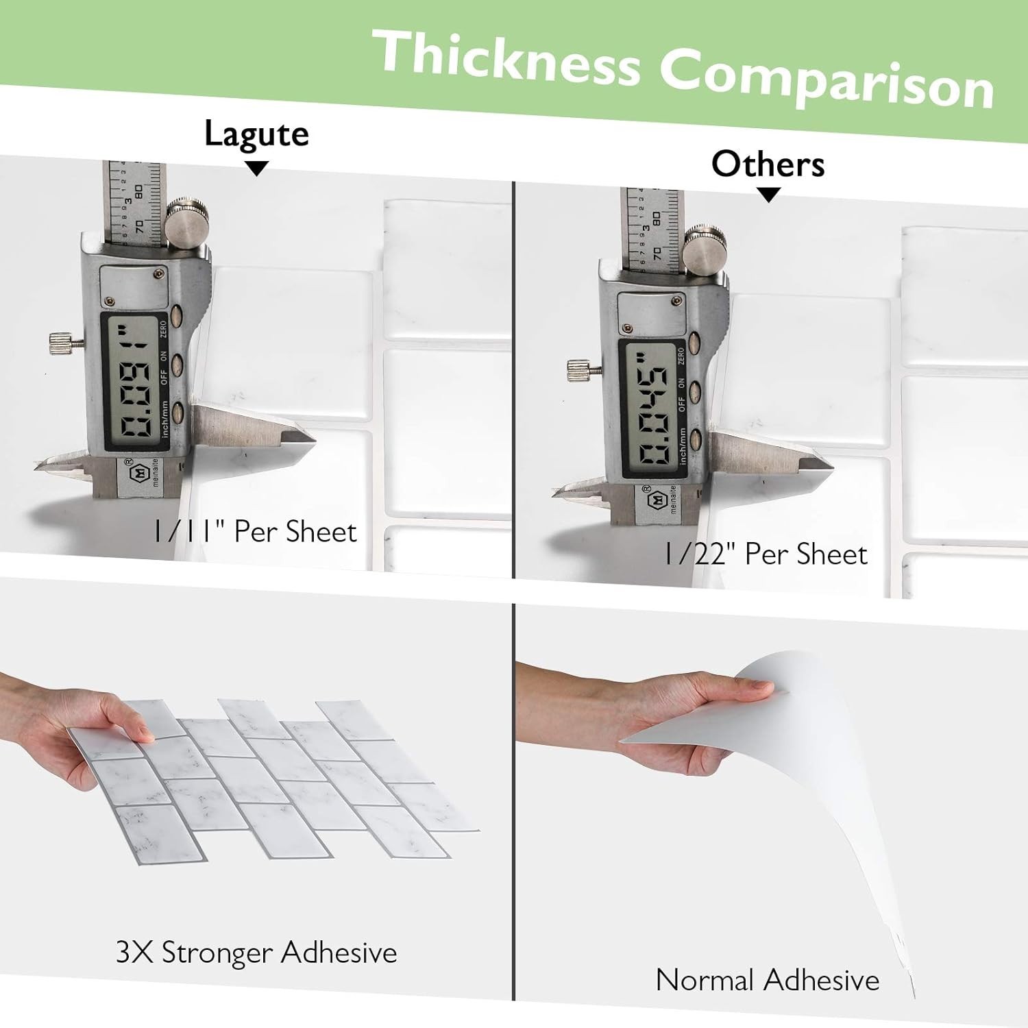 5-Sheet 12″ x 12″ Thicker Design Stick on Backsplash Tiles