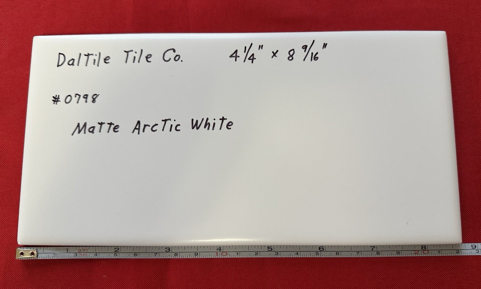 1 pc. Arctic White: 4-1/4″ X 8-9/16″ Matte Ceramic Tile by Daltile #0798, NEW