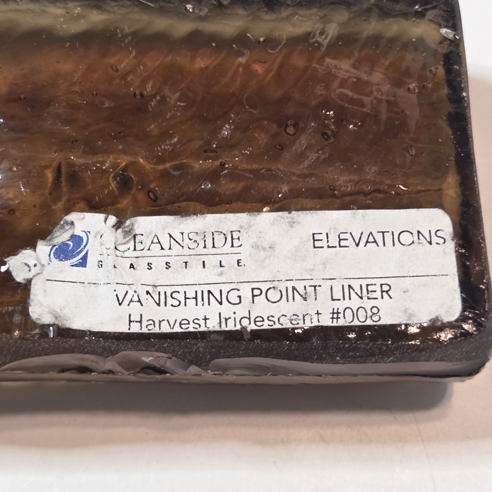 Oceanside Glass Tiles (6) Iridescent Vanishing Point Liner Crafting/Glasswork