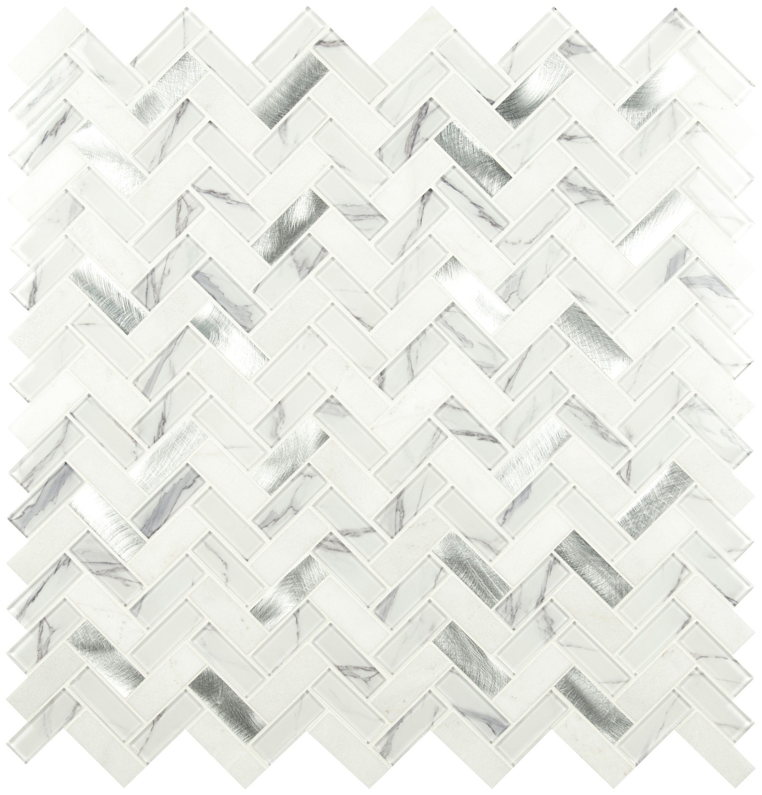 Ackland AKM-SGM-1X3HBX-CA 12″ x 12″ Glass and Metal and Stone – White Etherea