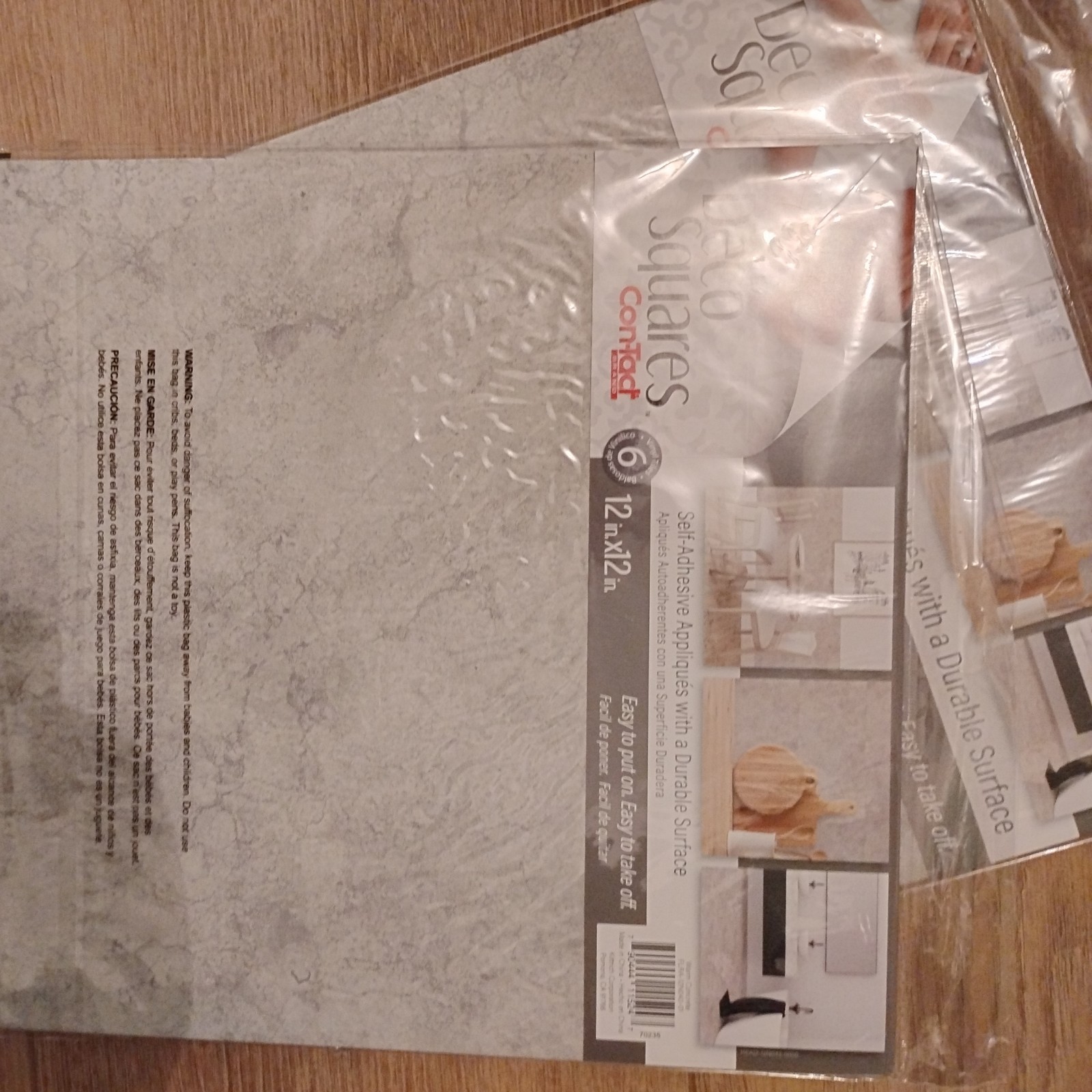 12 Tiles Contact Deco (2 Packs) Squares 12″ x 12″ Vinyl 6 Per Pack warm concrete