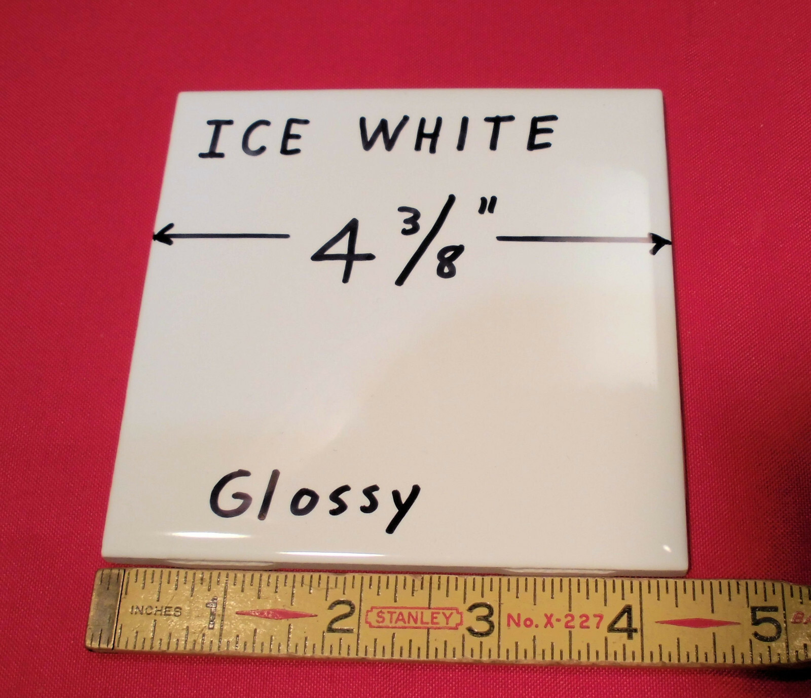 1 pc. 4-3/8″ *Brilliant Ice White* Glossy Ceramic Tile…Clean New Tiles