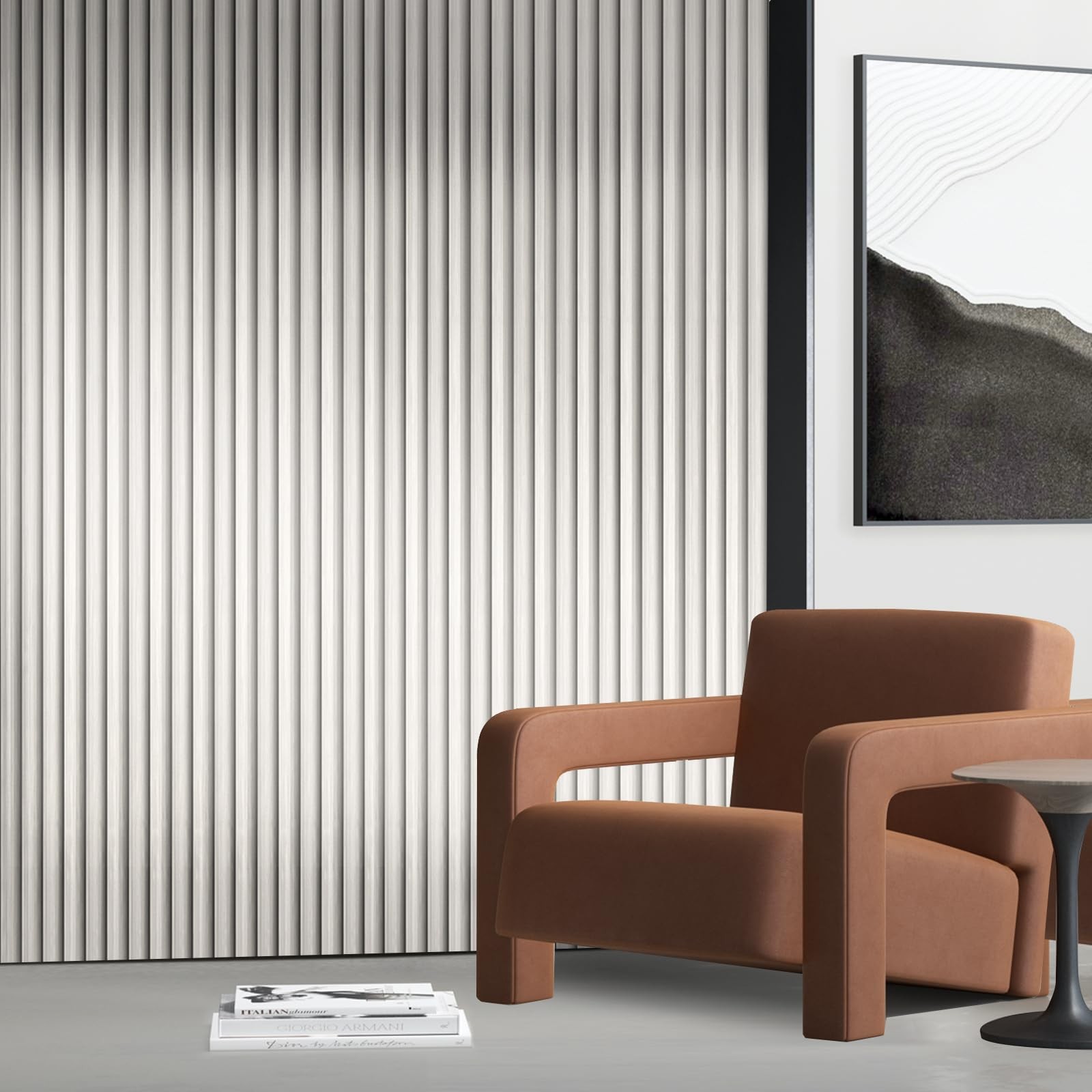 WPC Acoustic Slat Wall Paneling, 8-Pack 96 x 6 Inches 3D Wall Panels for Inte…