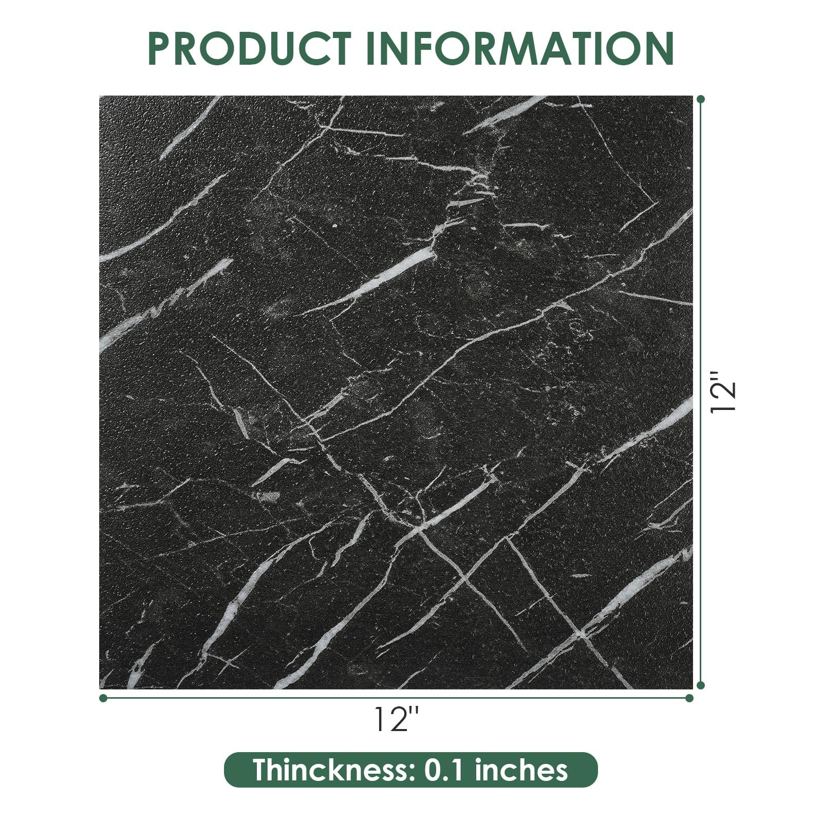 VallisCo 30-Piece 12×12 Peel & Stick Floor Tiles 30 Sq Ft Waterproof Black