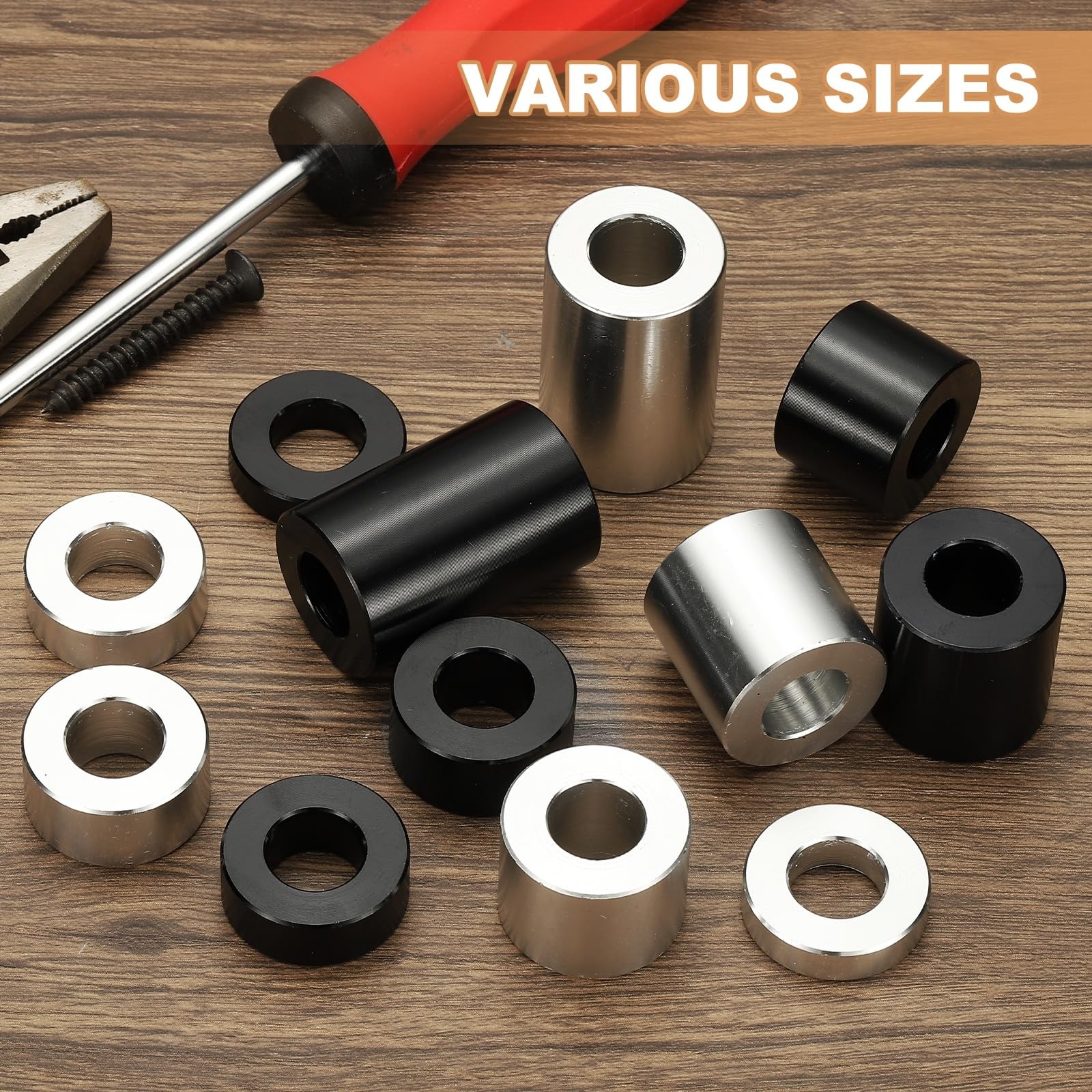 PATIKIL 6PCS Aluminum Spacers, 1/2 x 1 Metal Spacers 1 L 1, Black