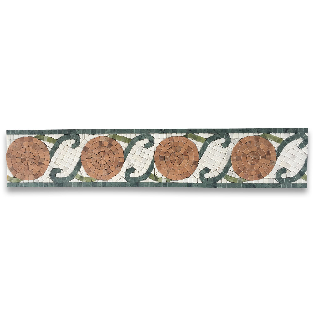 B0045PT Marble Mosaic Border Listello Accent Tile Orange Yellow Wooden 4.7×12