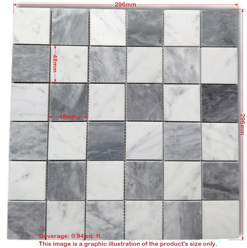 L25XP 2×2 Square Statuary Statuario White Italian Marble Mosaic Tile Polishe