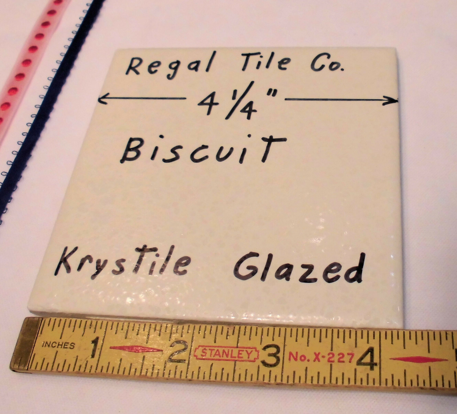 1 pc. Ceramic Tile *Biscuit* Krystile Glazed 4-1/4″ by Regal Co. Crystal NEW
