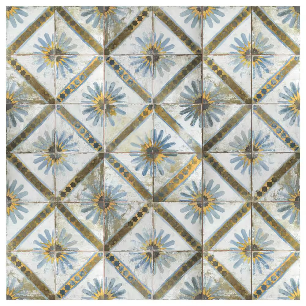Kings Marrakech Blue 17-5/8 In. X 17-5/8 In. Ceramic Floor and Wall Tile (10.95